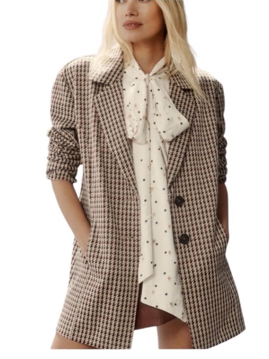 Avec Les Filles Jackets & Blazers - NWT Avec Les Filles Oversized Longline Houndstooth Plaid Blazer. Size XL